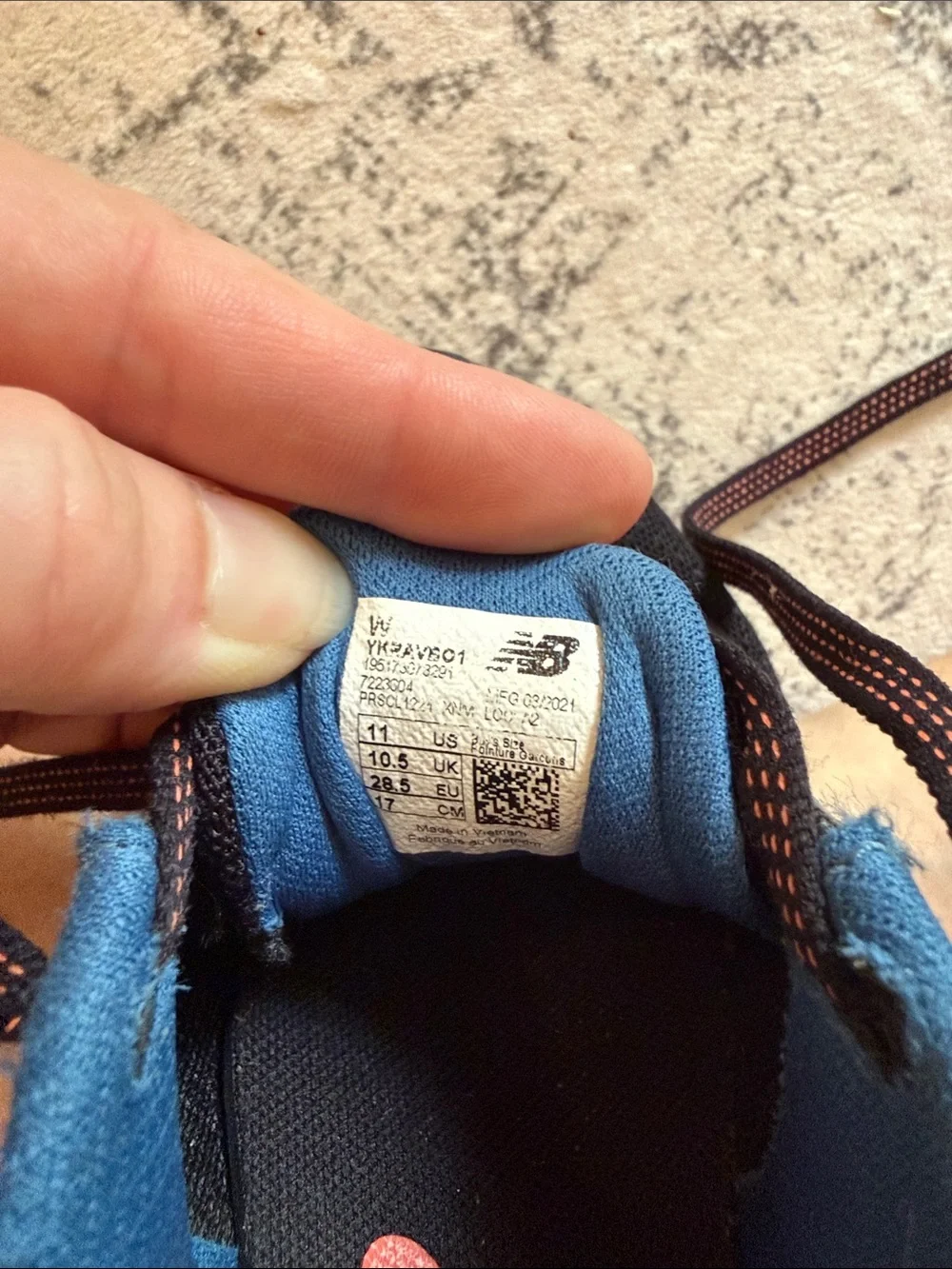New Balance Kids' Navy and Orange Lace-Up Sneakers